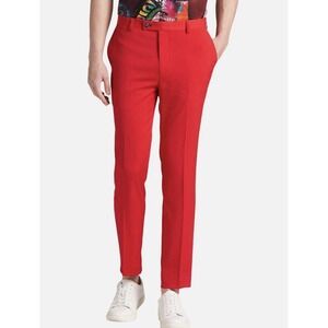 Paisley & Gray Men's Slim Fit Pants W34x32 Red Flat Front Dress Chino
